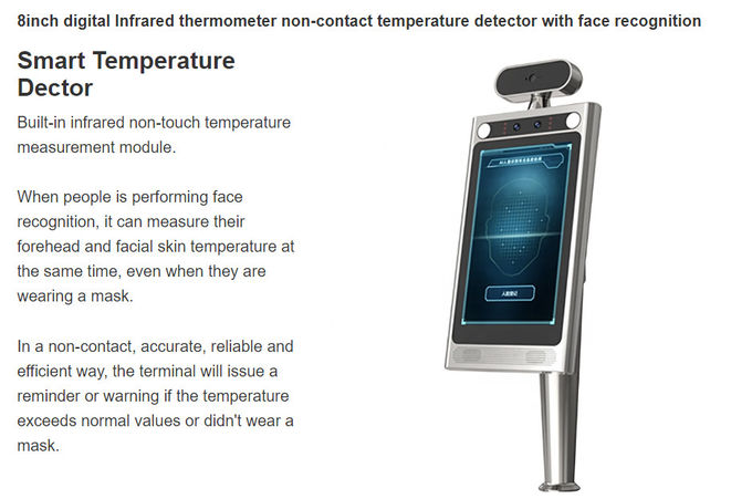 人体の温度テストのためのスマートな顔認識の赤外線温度計